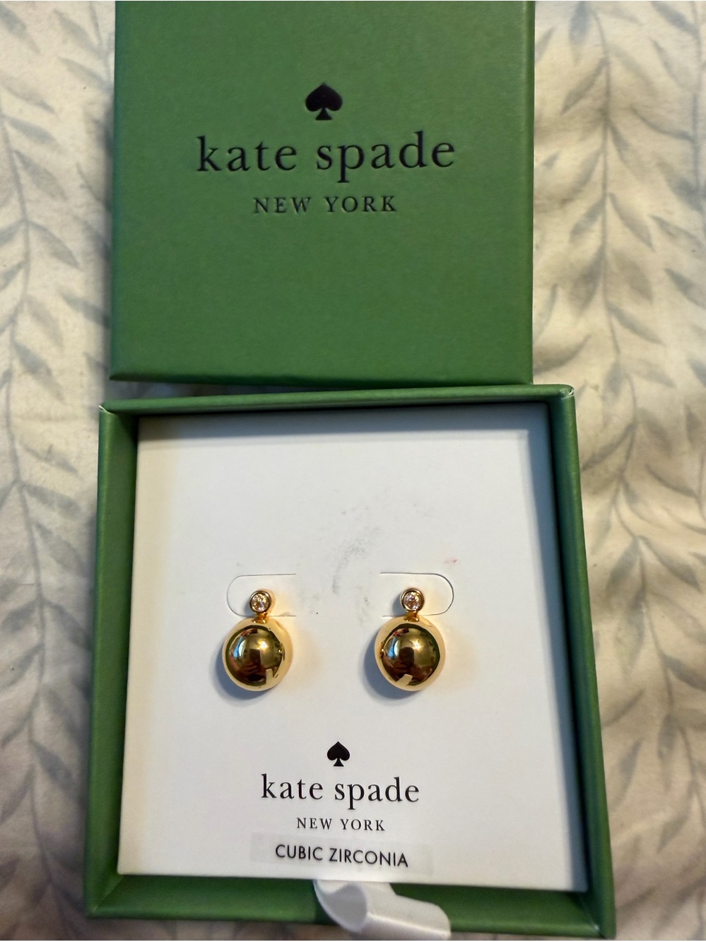 Kate Spade Gold Drop Ball Earrings NIB